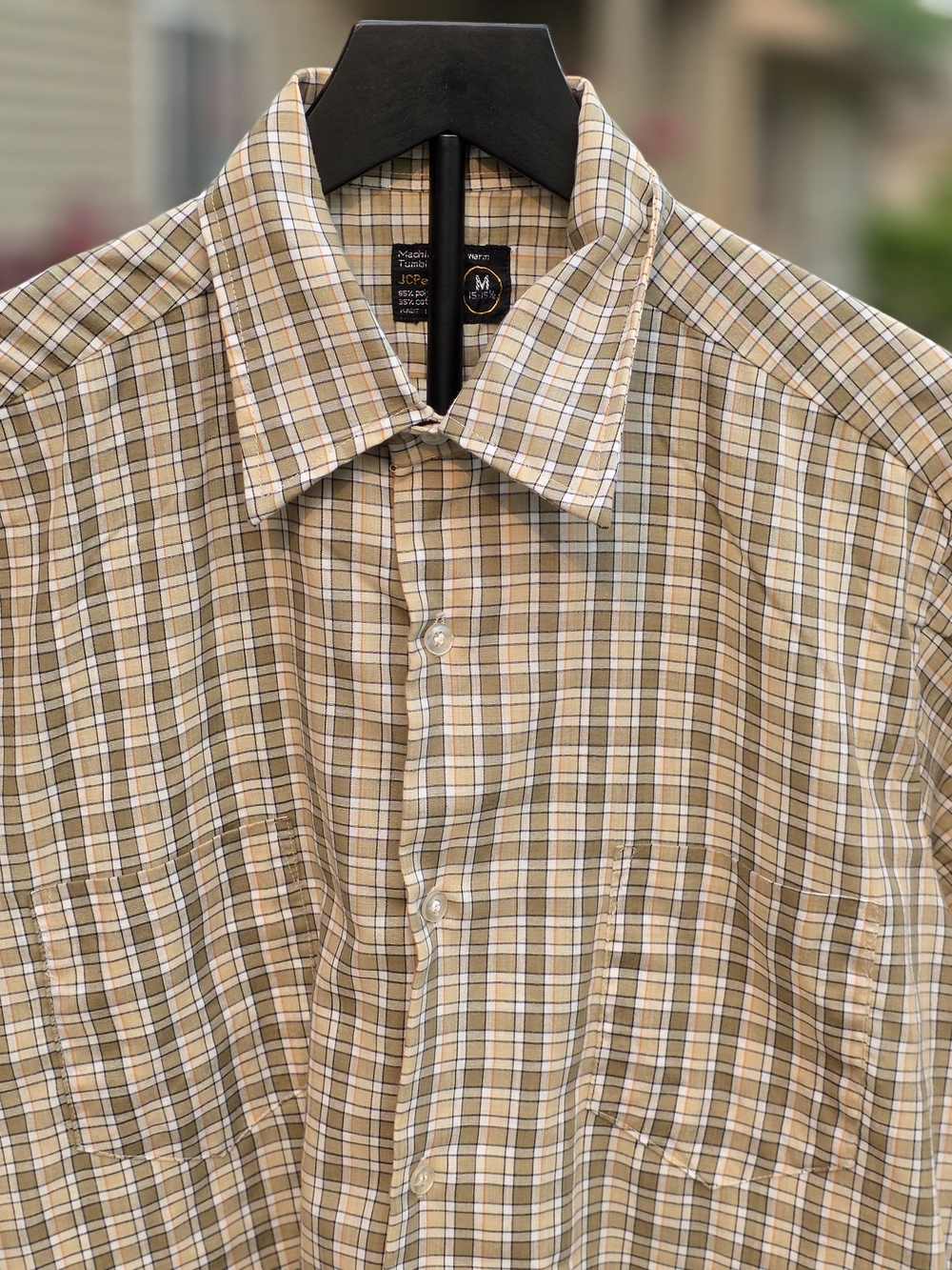 JCPenney Plaid Short Sleeve Button-Up Shirt Made in Korea M - Picture 2 of 7